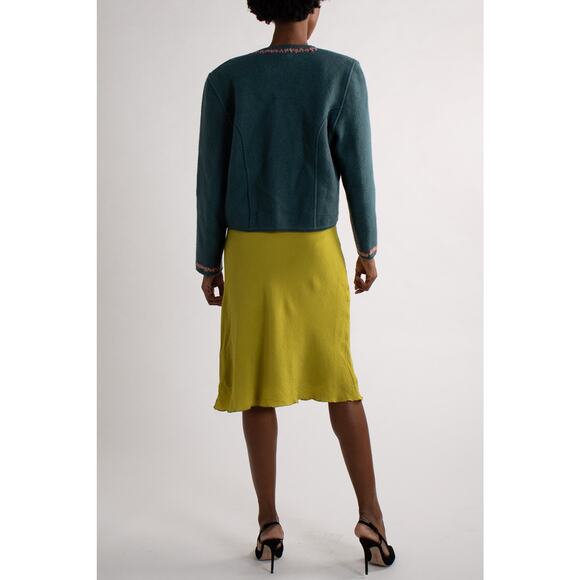 Vintage Wool Teal Floral Cardigan - Picture 5 of 5